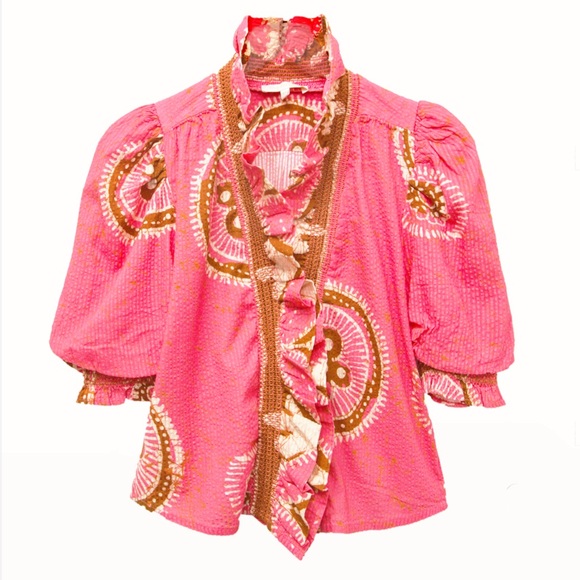 Love The Label Tops - Love The Label Zuri Ruffle Top Gigi Print